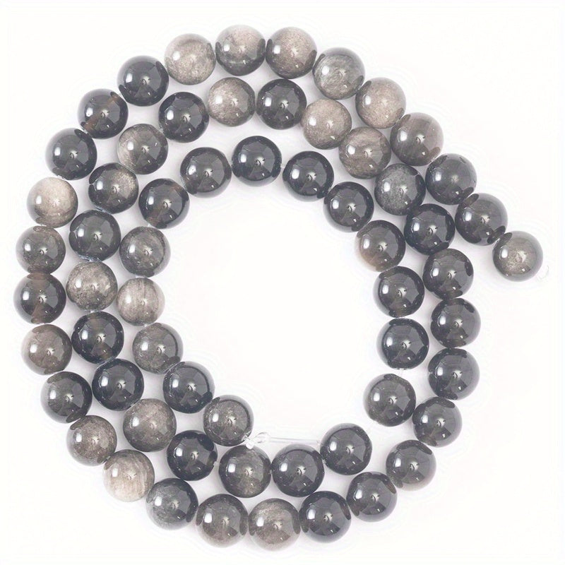 XULIN offers a set of 6/8/10mm Natural Stone 7A Silvery Obsidian Beads, perfect for DIY jewelry making. These lustrous round faux gemstones can be used to create beautiful necklaces, bracelets, and earrings. Ideal for crafting fashionable and romantic