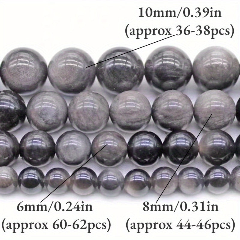 XULIN offers a set of 6/8/10mm Natural Stone 7A Silvery Obsidian Beads, perfect for DIY jewelry making. These lustrous round faux gemstones can be used to create beautiful necklaces, bracelets, and earrings. Ideal for crafting fashionable and romantic