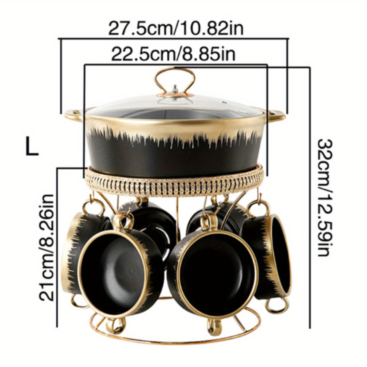 One set of ceramic soup pot, a large household kitchen soup pot with lid, a 7-piece party soup pot, and a tableware set.