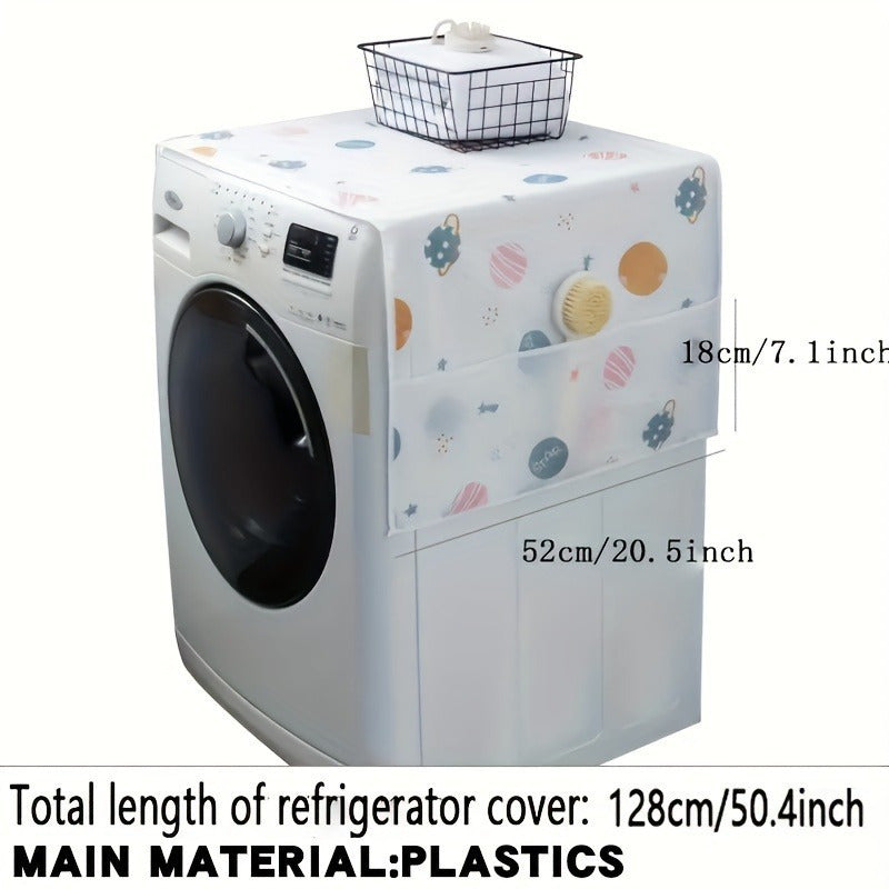 1/4pcs Multifunctional Refrigerator Dust Cover with Pockets, 128.02 X 52.07cm, Fabric Top Cover for Home & Kitchen Use