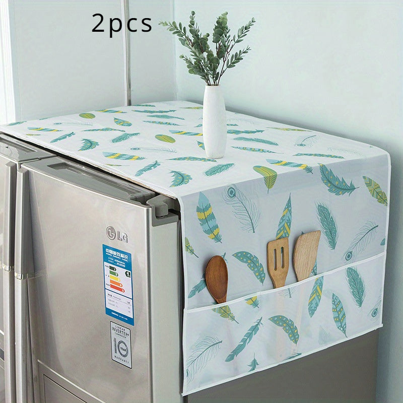 1/4pcs Multifunctional Refrigerator Dust Cover with Pockets, 128.02 X 52.07cm, Fabric Top Cover for Home & Kitchen Use