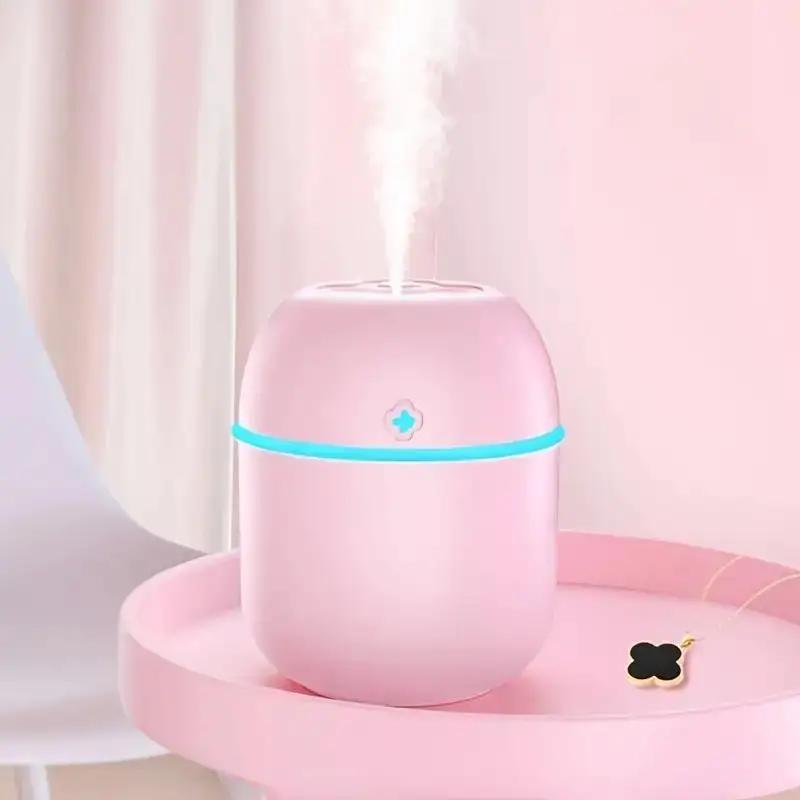 USB-powered aromatherapy humidifier with night light - ideal for bedroom, office, and car ambiance.