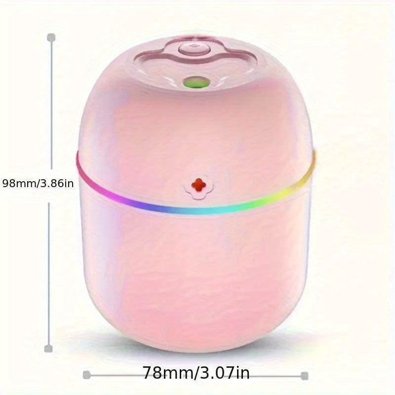 USB-powered aromatherapy humidifier with night light - ideal for bedroom, office, and car ambiance.