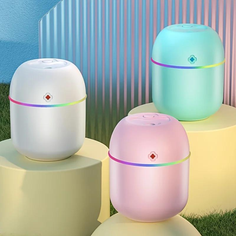 USB-powered aromatherapy humidifier with night light - ideal for bedroom, office, and car ambiance.