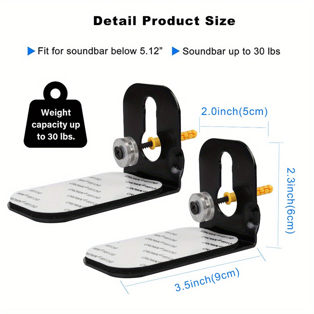 Wall mount kit for soundbars compatible with JBL, Samsung, Sony, Bose, Vizio, and TCL.