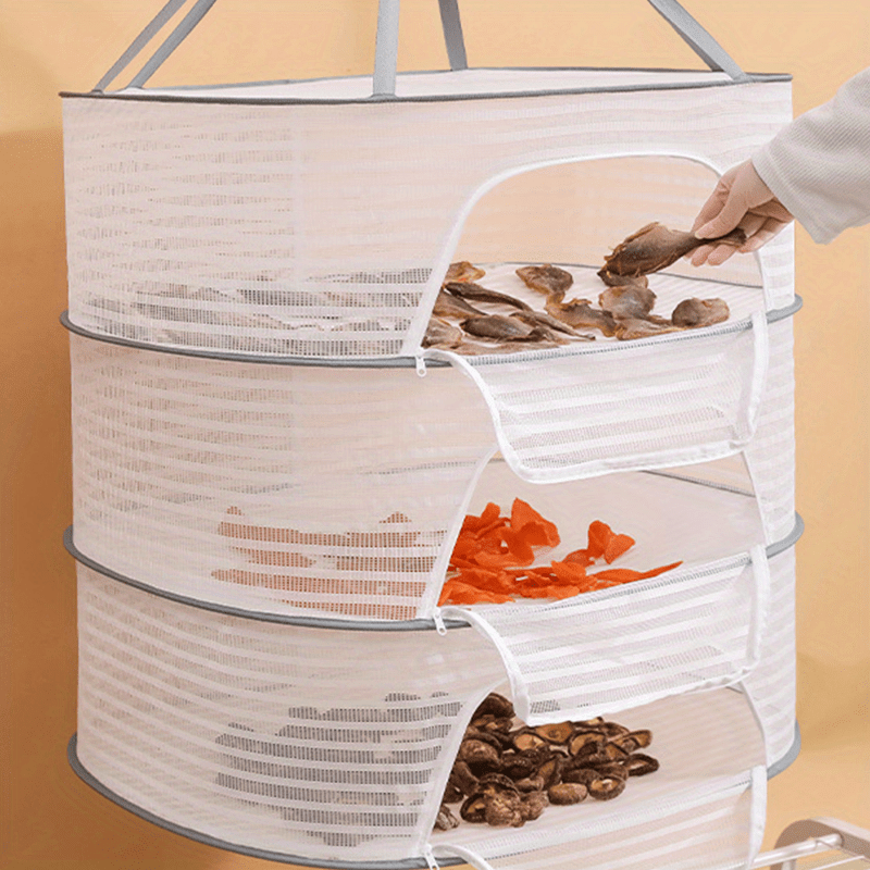 Foldable Outdoor Drying Rack for Food Dehydration - Portable Polyester Dehydrator with Cover for Fish and Vegetables, No Electricity Required, Food Safe Mesh Cage included