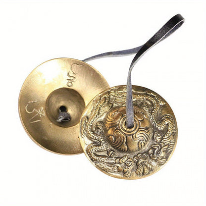 6.6cm Tibetan Tingsha Cymbals with Eight Auspicious Symbols,ideal for Yoga and Healing.