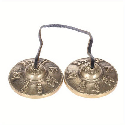 6.6cm Tibetan Tingsha Cymbals with Eight Auspicious Symbols,ideal for Yoga and Healing.