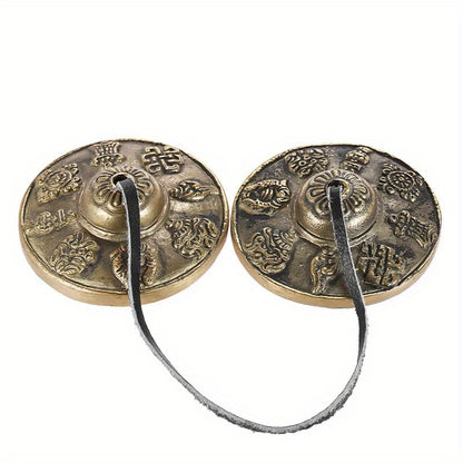 6.6cm Tibetan Tingsha Cymbals with Eight Auspicious Symbols,ideal for Yoga and Healing.