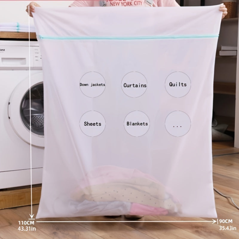 Versatile Oval Shaped Laundry Bag - Perfect for Delicates, Jackets, Curtains, Quilts, Bed Sheets, Blankets - Made of Strong Polyester Mesh with Zipper Closure - Ideal for Laundry and More!