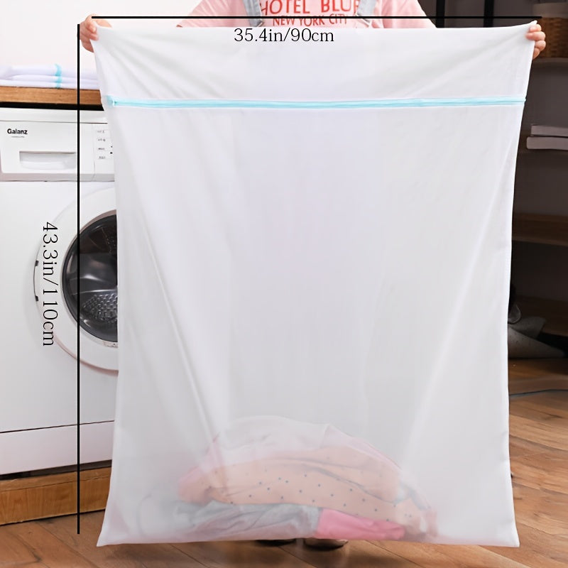 Versatile Oval Shaped Laundry Bag - Perfect for Delicates, Jackets, Curtains, Quilts, Bed Sheets, Blankets - Made of Strong Polyester Mesh with Zipper Closure - Ideal for Laundry and More!