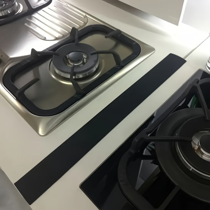 Two silicone stove counter gap covers come in a pack, serving as heat-resistant kitchen gap fillers and waterproof sealing strips for countertops and appliances.