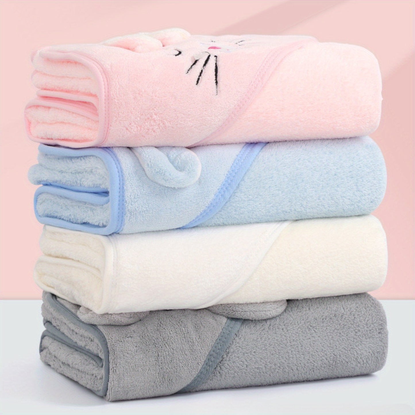 Soft polyester bath towel for kids in fun cartoon animal design, super absorbent and skin-friendly, perfect for gifting on holidays.