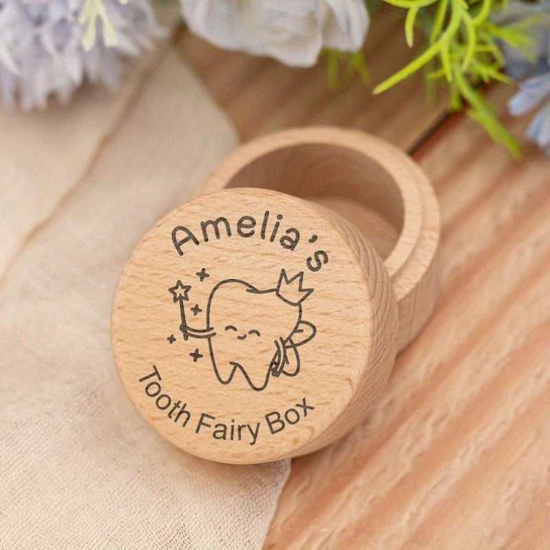 This custom engraved wooden tooth fairy box is perfect for storing your child's first tooth as a special keepsake. It can also be used as a unique birthday gift for all ages. Made of high-quality wood, this tooth fairy collection holder is suitable for