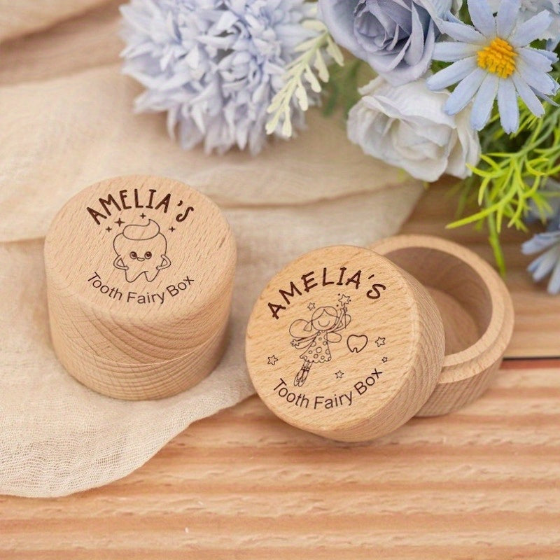 This custom engraved wooden tooth fairy box is perfect for storing your child's first tooth as a special keepsake. It can also be used as a unique birthday gift for all ages. Made of high-quality wood, this tooth fairy collection holder is suitable for