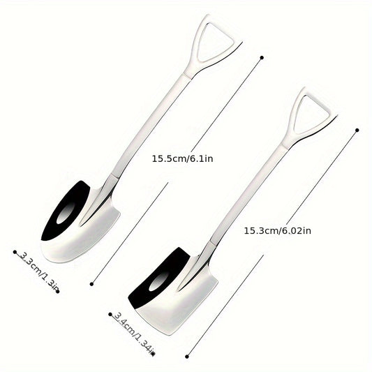 4/8pcs Stainless Steel Shovel Spoon Set for Home Kitchen or Dining Room, Ideal for Ice Cream, Fruit, Desserts, and Coffee.