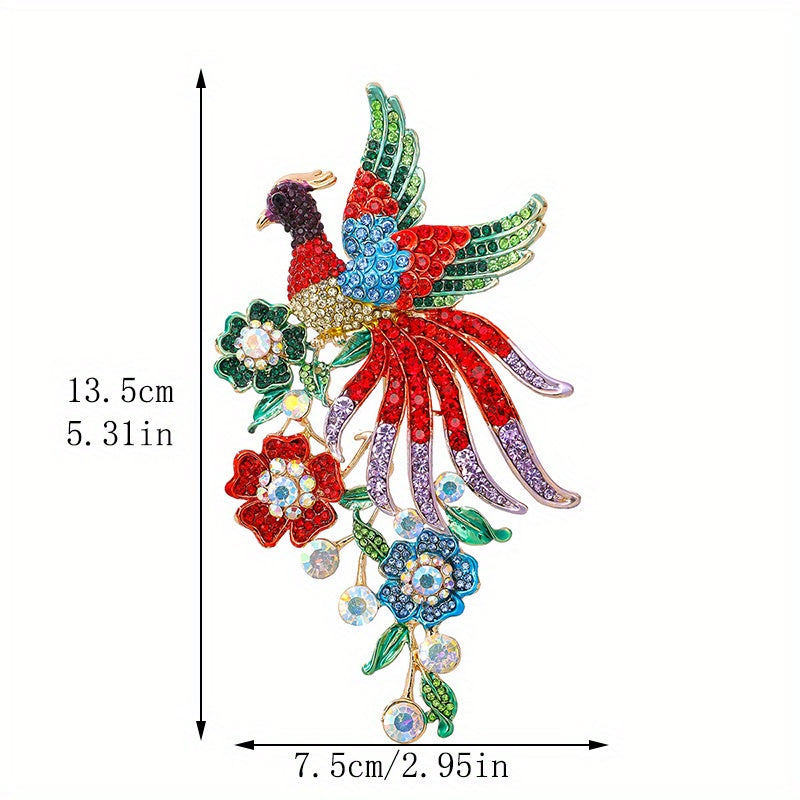 Luxurious Rhinestone Phoenix Brooch Pin, Stylish and Unique Fashion Accessory for Women