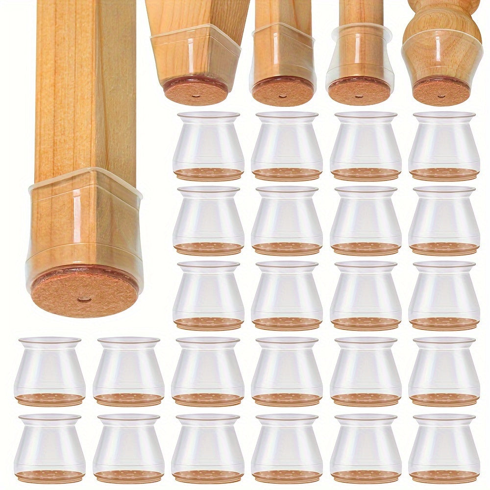 Protect your chairs and floors with this 24-pack of silicone chair leg protectors featuring felt pads. Reduce noise and prevent scratches with these furniture covers, perfect for dining rooms, offices, living rooms, and bar stools.