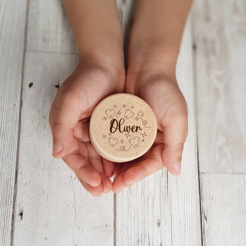 Personalized 1Pc Wooden Tooth Box for Boys and Girls, Tooth Fairy Keepsake with Custom Name