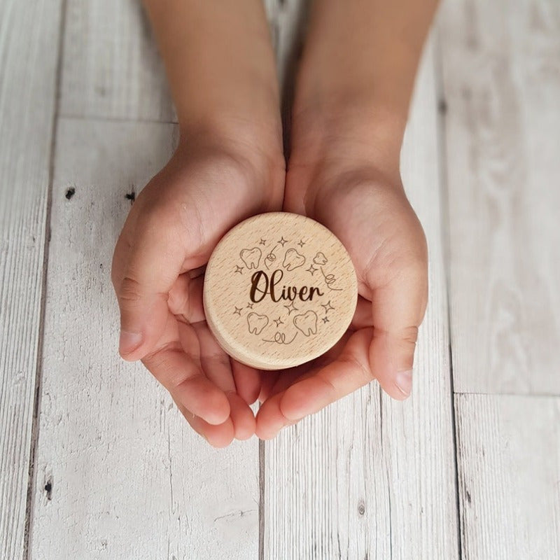 Personalized 1Pc Wooden Tooth Box for Boys and Girls, Tooth Fairy Keepsake with Custom Name