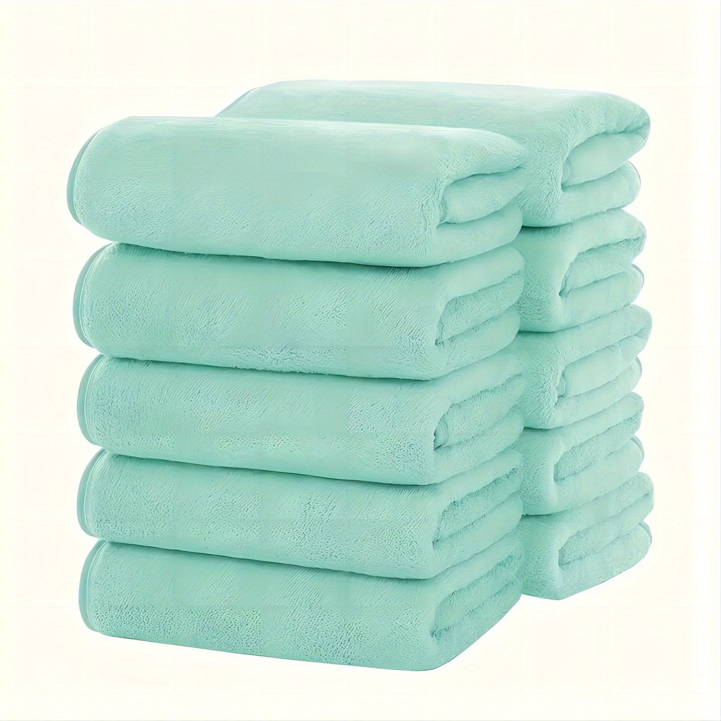 10-Pack of Super Absorbent Coral Fleece Towels, Ultra-Soft Polyester Blend, 280 GSM Knit Fabric, Modern Style for Home, Bath, Gym, Hotel, Spa. Quick-Dry Space-Themed Towels, Machine Washable.