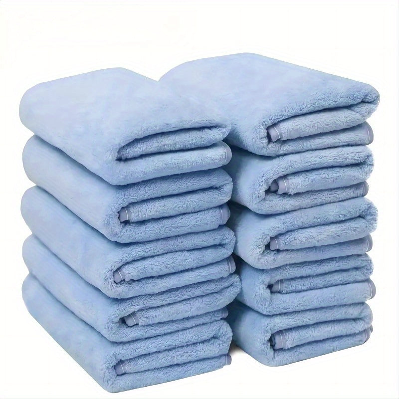 10-Pack of Super Absorbent Coral Fleece Towels, Ultra-Soft Polyester Blend, 280 GSM Knit Fabric, Modern Style for Home, Bath, Gym, Hotel, Spa. Quick-Dry Space-Themed Towels, Machine Washable.