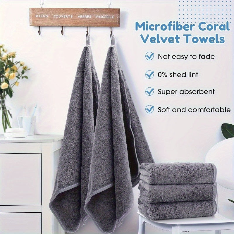 10-Pack of Super Absorbent Coral Fleece Towels, Ultra-Soft Polyester Blend, 280 GSM Knit Fabric, Modern Style for Home, Bath, Gym, Hotel, Spa. Quick-Dry Space-Themed Towels, Machine Washable.