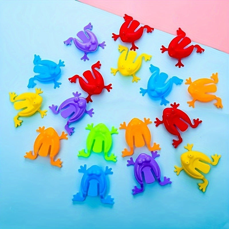 15 colorful mini jumping frogs - great for building finger dexterity, math skills, and birthday party favors.