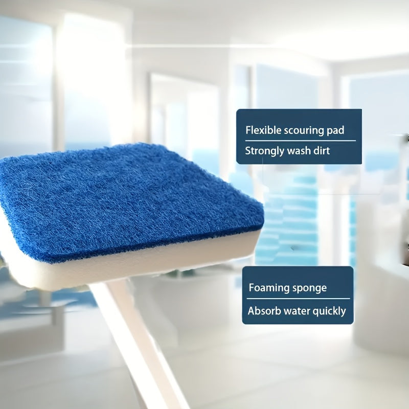 Efficient Floor and Tile Sweeper with Extendable Handle, Eco-Friendly Reusable Sponge & Scouring Pad – No Power Required, Versatile Cleaning Tool for Bathrooms, Fish Tanks, and Swimming Pools