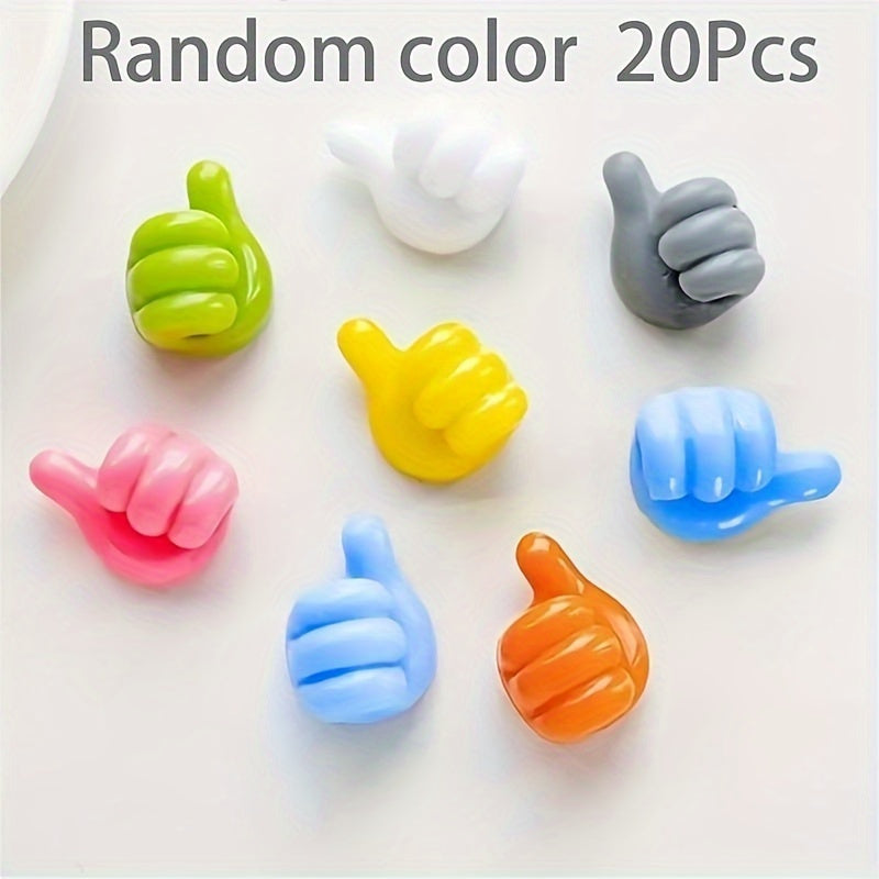 20 premium polished plastic thumb wall hooks with versatile adhesive for organizing cables, cords, and keys in the office.