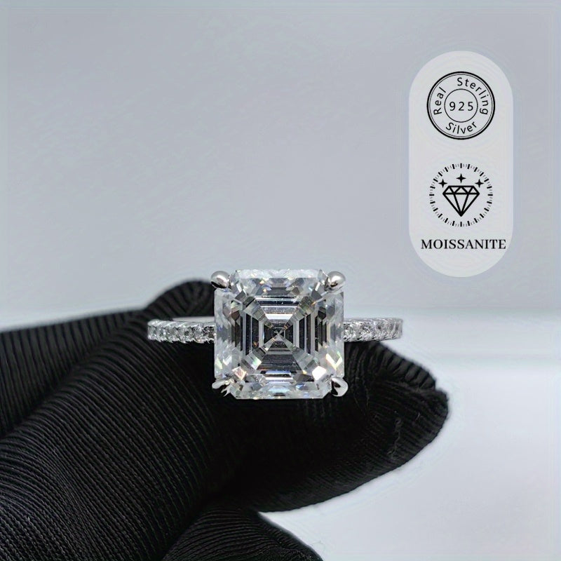 Stunning 3.5Ct Moissanite Engagement Ring - Exquisite S925 Silvery Setting, Versatile for Weddings & Everyday Wear, Great for Birthdays or Holidays