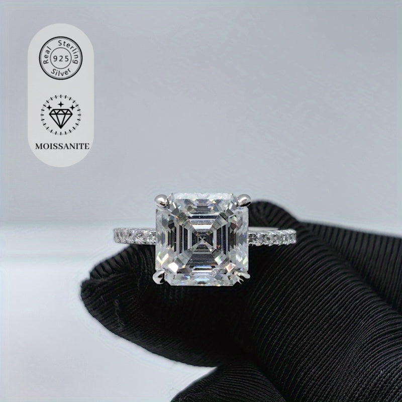 Stunning 3.5Ct Moissanite Engagement Ring - Exquisite S925 Silvery Setting, Versatile for Weddings & Everyday Wear, Great for Birthdays or Holidays