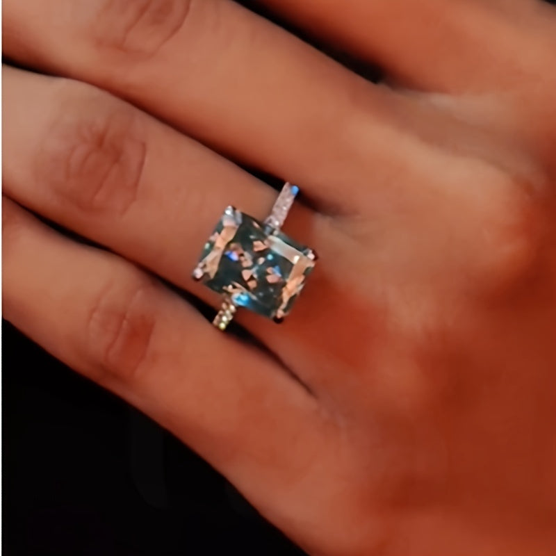 Кольцо для помолвки Shavano Blue-Green Moissanite с радужной огранкой - доступно в вариантах 1/2/3 карата, изготовлено из серебра 925 пробы, идеальный подарок на годовщину или свадьбу для нее