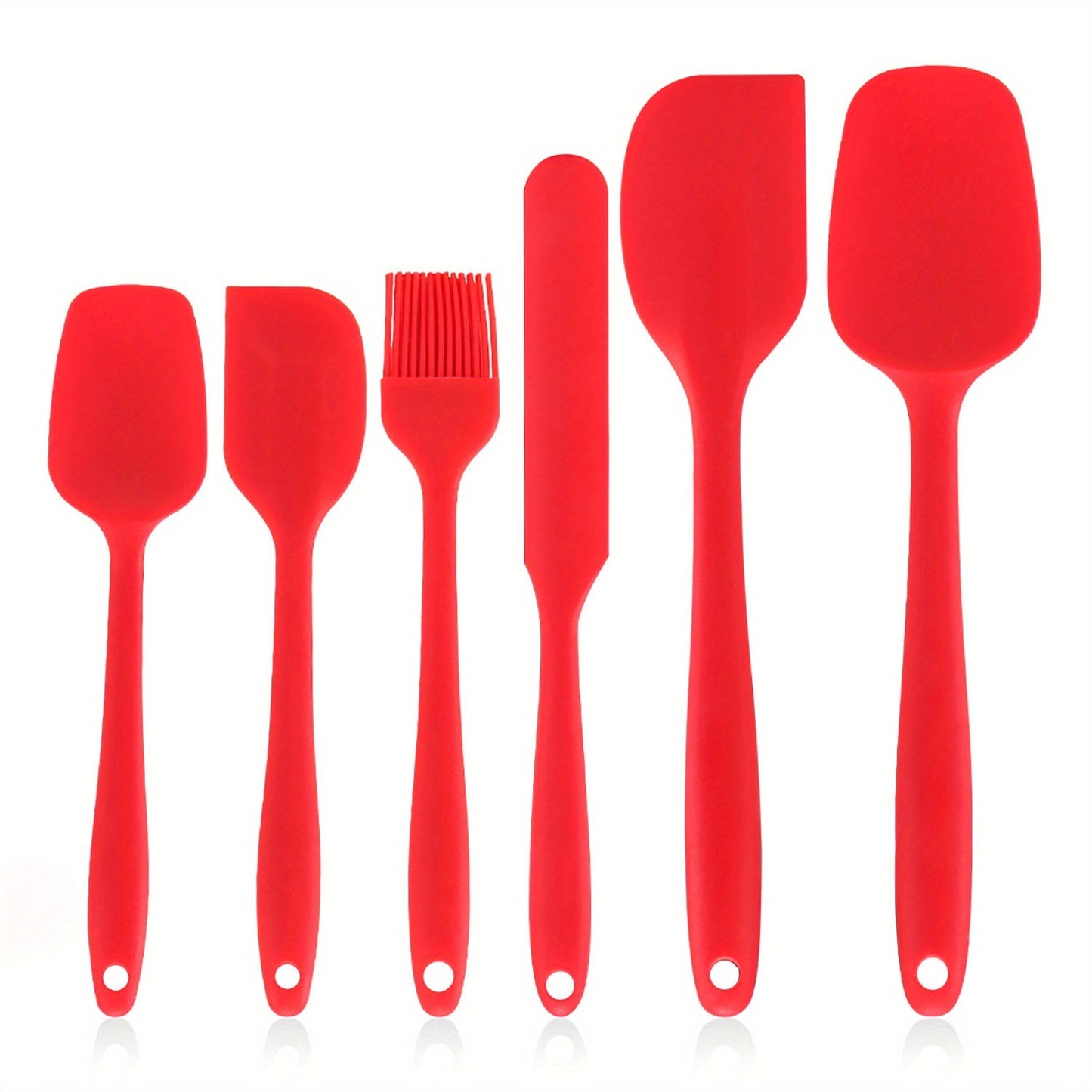 Set of 6 Silicone Spatulas - Ideal for Baking, Cooking, and Mixing, Non-Stick and Heat-Resistant Kitchen Utensils - Dishwasher Safe and Easy to Clean Cooking Tools