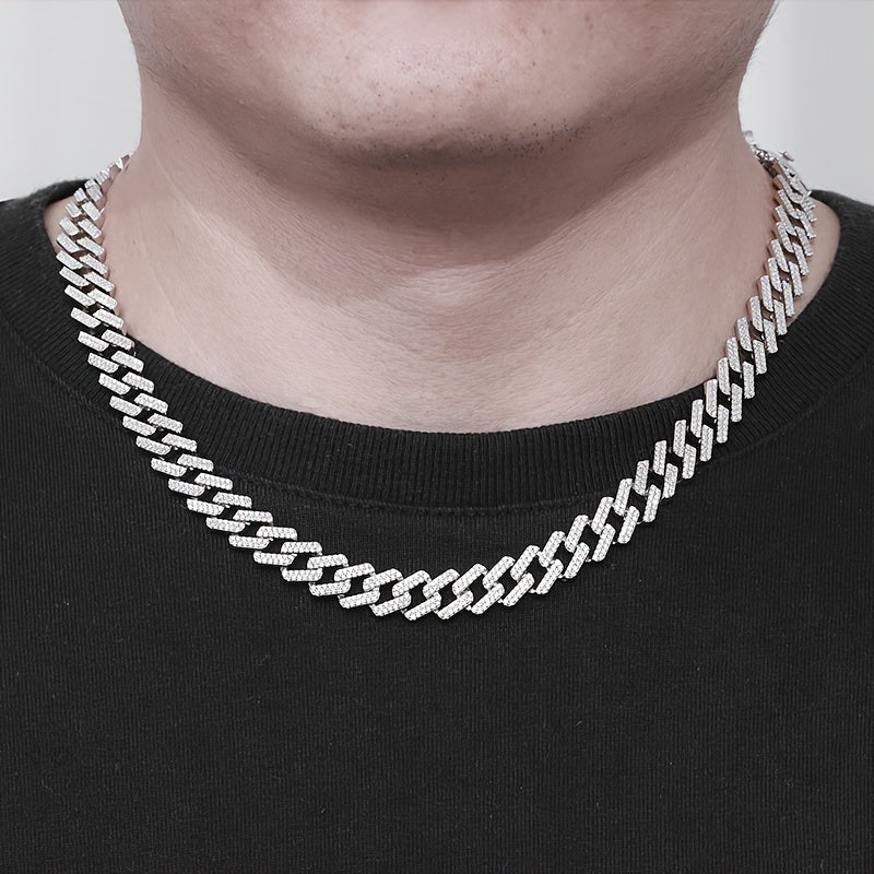 Step up your style game with this high-quality Men's Necklace crafted from premium S925 Sterling Silver and adorned with sparkling Zirconia stones. Embrace the Dazzling Hip Hop aesthetic, embodying the European & American Trendsetter vibe. Inspired by