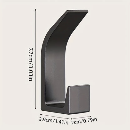 5 sleek black wall-mounted dual-hook set requires no drilling, easy to install with adhesive. Perfect for organization in bathroom, bedroom, and home. Can hold towels, coats, robes, keys, and more.