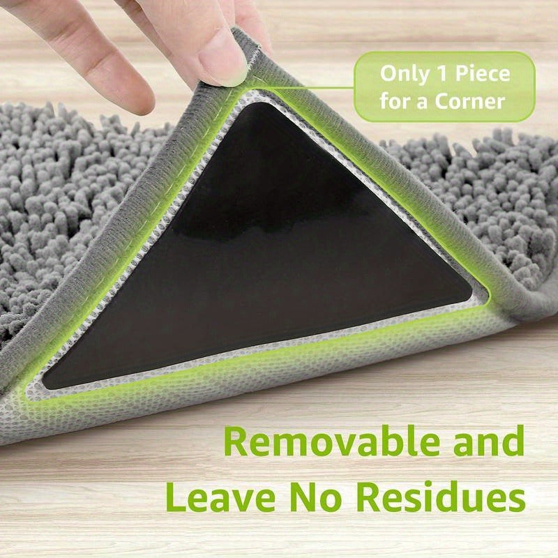 Get 4 reusable and washable rug gripper pads that provide super grip on hardwood and tile floors. They are anti-slip, easy to use, and floor safe, making them perfect for the office, entryway, or any room. These pads have an enhanced vacuum seal to