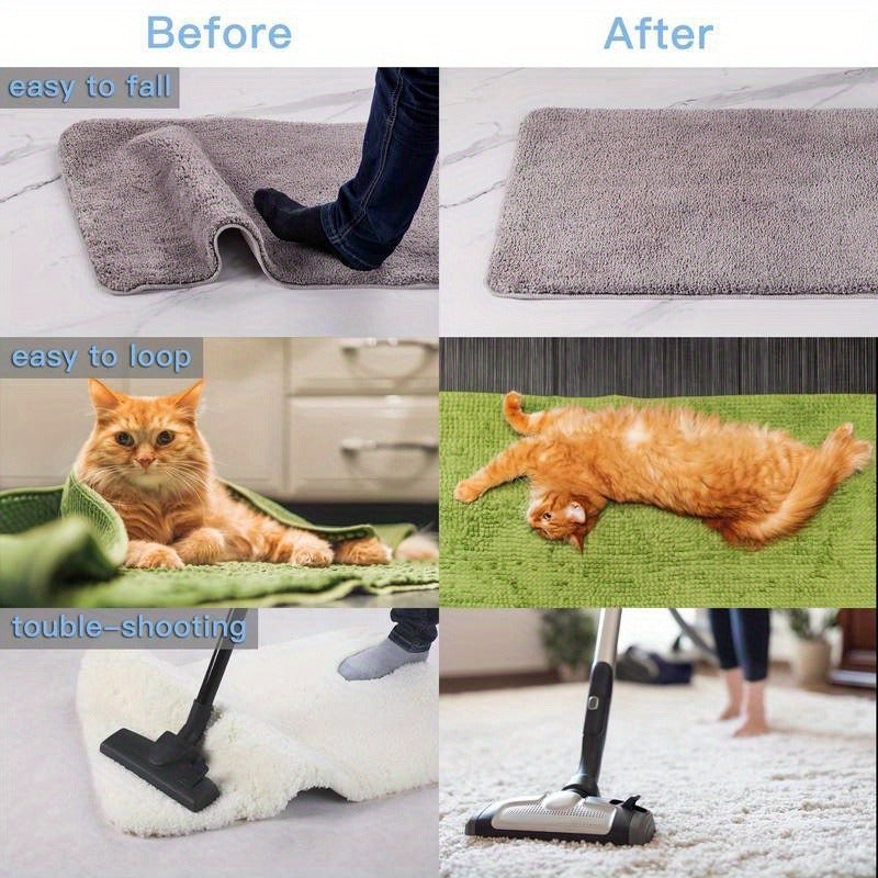 Get 4 reusable and washable rug gripper pads that provide super grip on hardwood and tile floors. They are anti-slip, easy to use, and floor safe, making them perfect for the office, entryway, or any room. These pads have an enhanced vacuum seal to