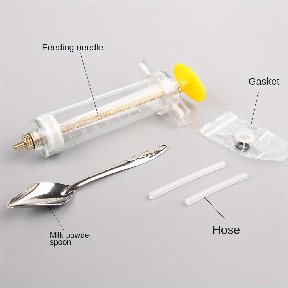 Sturdy ABS Bird Feeding Kit with Soft Tube - Ideal for Hand-Feeding Young Birds, Includes Measuring Cup & Spoon, Suitable for All Bird Species.