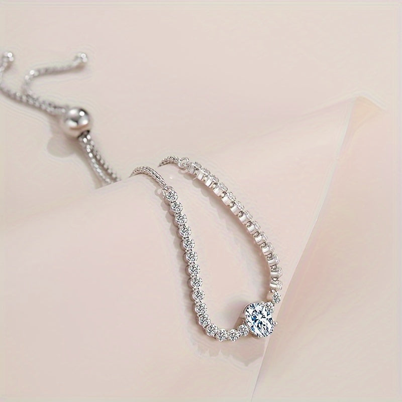 Beautiful 1CT Moissanite Bracelet crafted in 925 Sterling Silver, hypoallergenic and strong, a dazzling accessory for women, perfect for special occasions - ETERNALS EARTH, 3.5g, Elegant Moissanite Bracelet