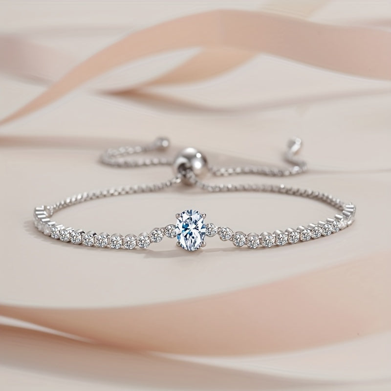 Beautiful 1CT Moissanite Bracelet crafted in 925 Sterling Silver, hypoallergenic and strong, a dazzling accessory for women, perfect for special occasions - ETERNALS EARTH, 3.5g, Elegant Moissanite Bracelet