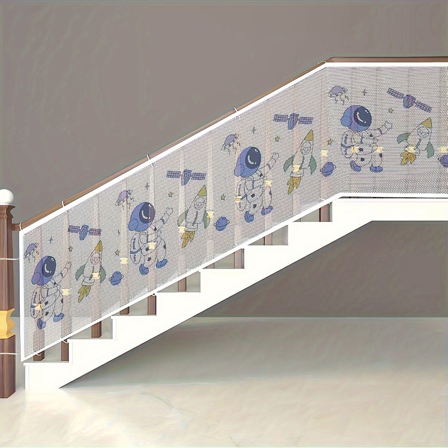 Thickened Stair & Balcony Guard with Cartoon Print - Lead-Free Polyester Fiber Safety Railing Net, Providing Perfect Protection and Ideal Gift for Christmas, Halloween, Thanksgiving, Easter, and New Year.