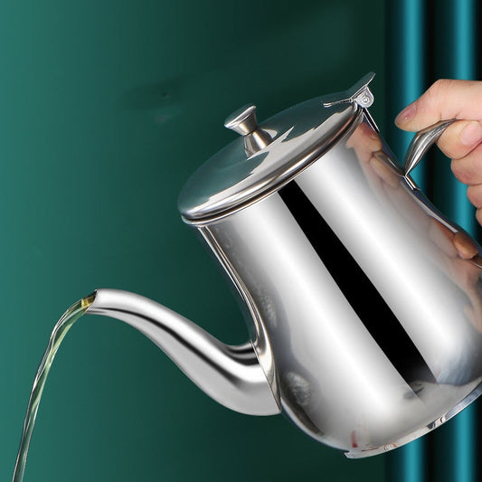 Oil Filter Pot made of Stainless Steel with Lid and Spout - Ideal for Cooking and Serving