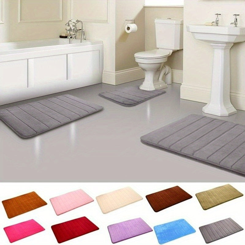 Plush Grey Memory Foam Bath Mat for Kids: Soft, Absorbent, Non-Slip, and Fast-Drying - Ideal for Bathroom Floors