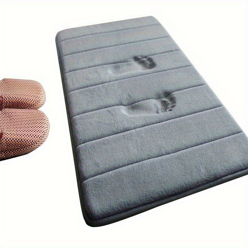 Plush Grey Memory Foam Bath Mat for Kids: Soft, Absorbent, Non-Slip, and Fast-Drying - Ideal for Bathroom Floors