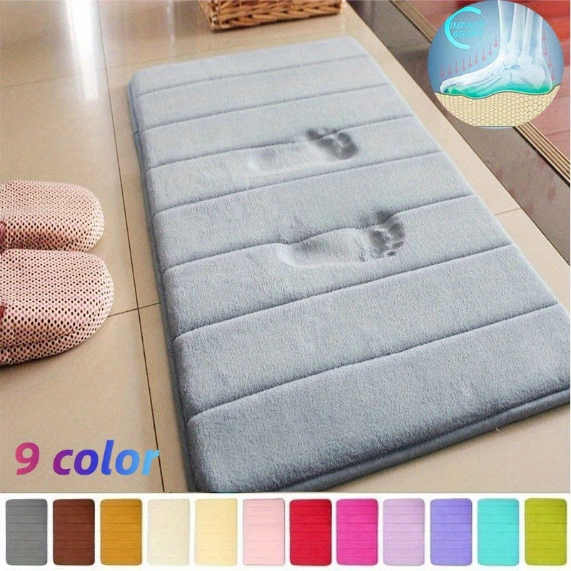 Plush Grey Memory Foam Bath Mat for Kids: Soft, Absorbent, Non-Slip, and Fast-Drying - Ideal for Bathroom Floors