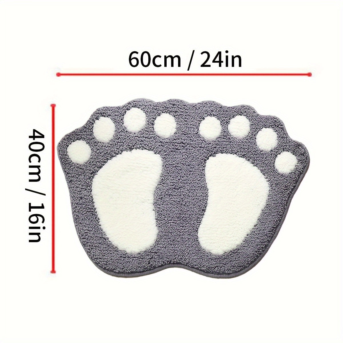 Absorbent microfiber bath mat with non-slip grip and cute footprint design, ideal for bathroom, shower, and kitchen.