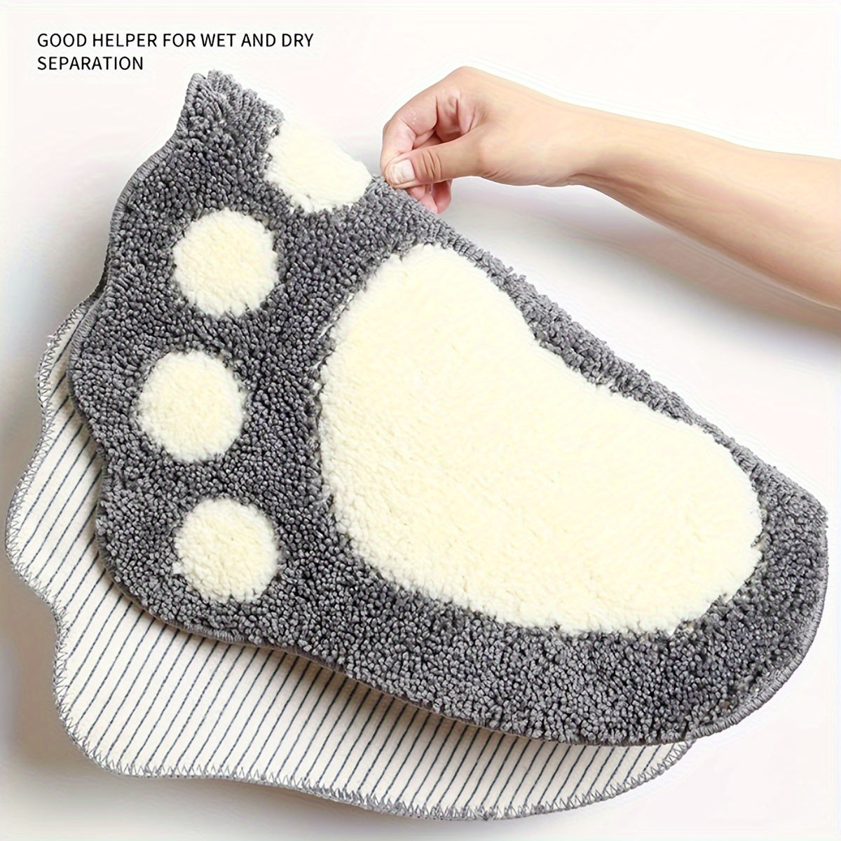 Absorbent microfiber bath mat with non-slip grip and cute footprint design, ideal for bathroom, shower, and kitchen.