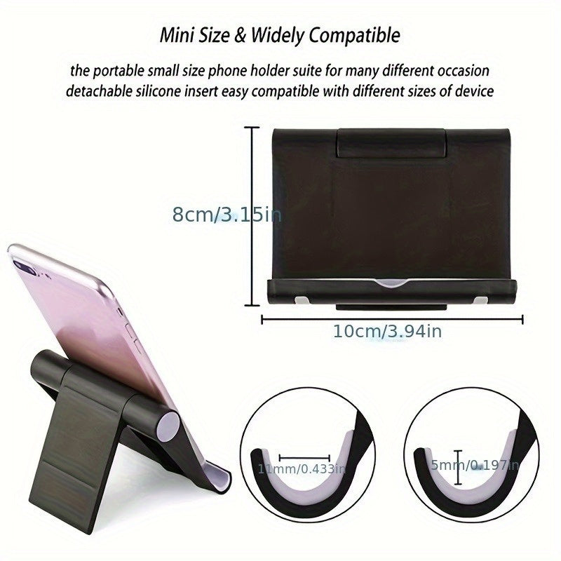 Foldable lazy bracket stand for mobile phones and tablets, made of ABS material, portable and multi-functional for desktop or bedside use.