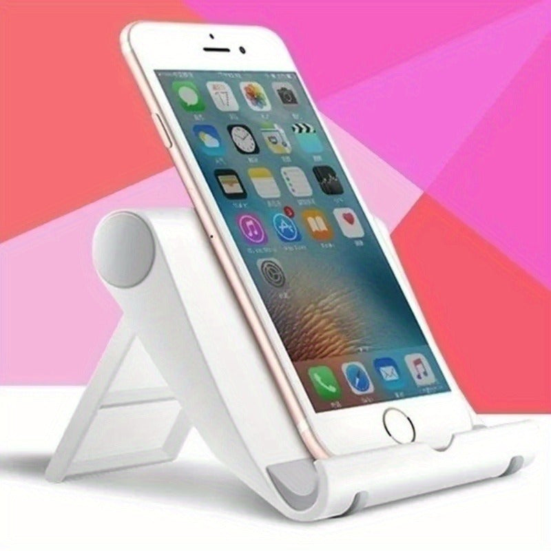 Foldable lazy bracket stand for mobile phones and tablets, made of ABS material, portable and multi-functional for desktop or bedside use.